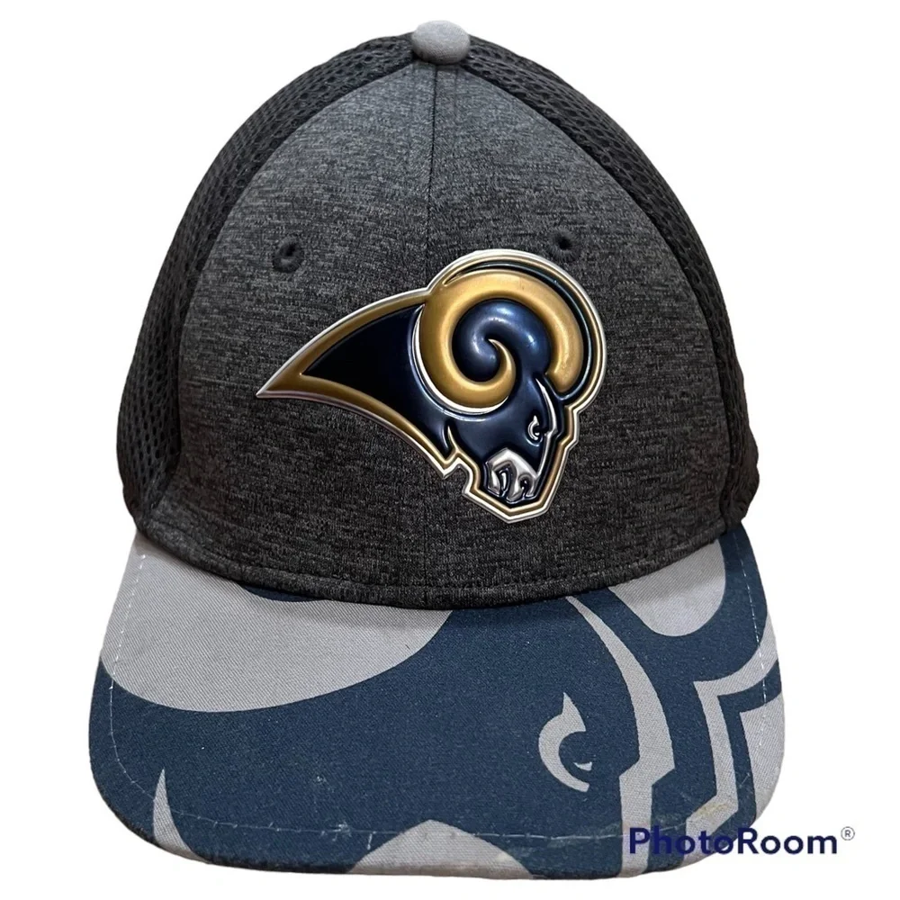 NFL New Era LA Rams blue & gray sports hat, Child Youth, 39 Thirty, 3D ram head.